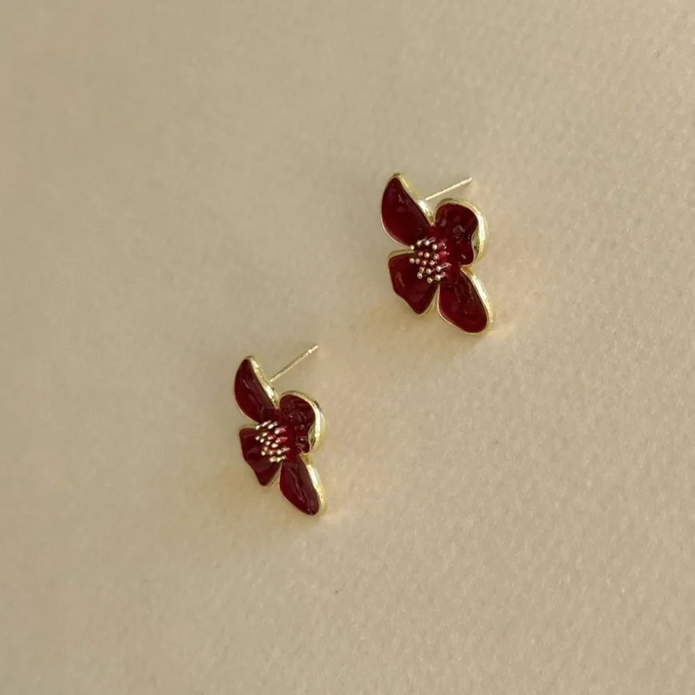 Red flower Earrings N1793